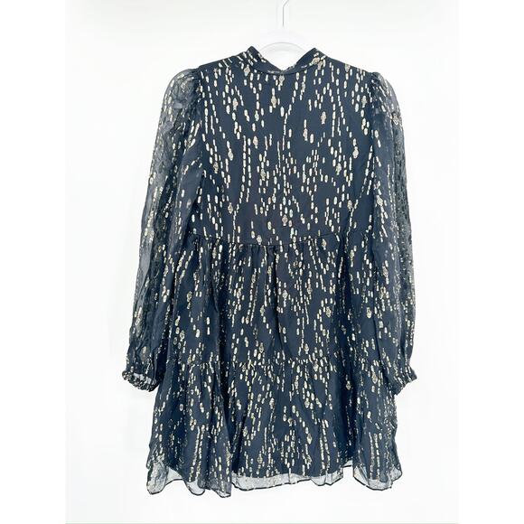 Lilly Pulitzer Winona Silk Swing Dress - Onyx Fish Clip Gold Chiffon XS NWT - Picture 6 of 6